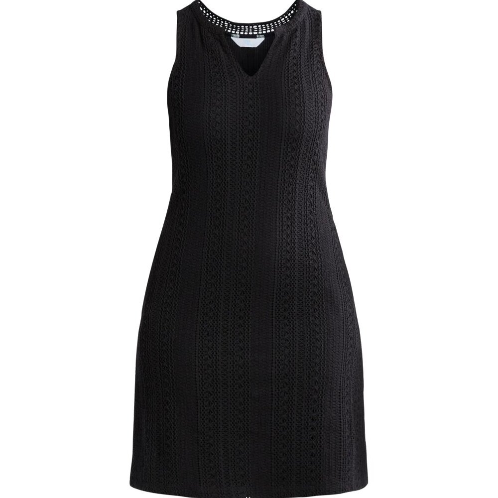 NWT, SZ XL (16-18) 100 COTTON Crochet Sleeveless Mini Dress, Black